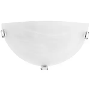 Image of Detroit Flush Wall Uplighter Alabaster Glass Chrome Metal LED E27 - Merano