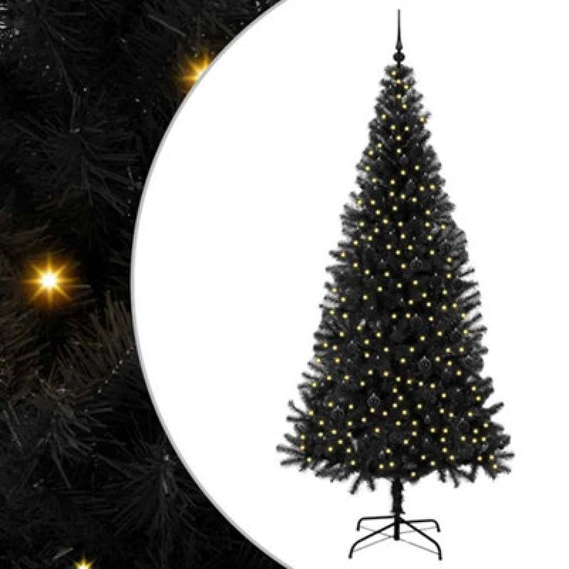 Image of Vidaxl Christmas Tree With 300 Leds With Stand Black 240 Cm Pvc
