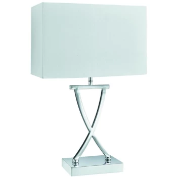 Image of Searchlight Club - 1 Light Table Lamp Chrome with White Shade, E14