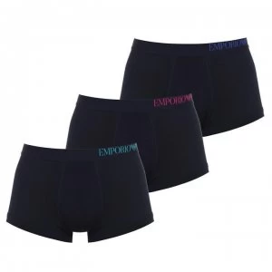 Image of Emporio Armani 3 Pack Stretch Cotton Trunks Navy Size L Men