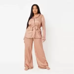 Image of Missguided Satin Leopard Print Trouser Pj Set - Neutral