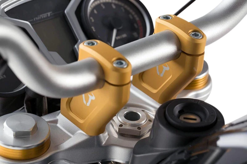 Image of LEH.07.512.10000/GD - LEH.07.512.10000/GD - SW Motech Bar Back Handlebar Riser Kit - BMW R Nine T 2014-2020 - Anodised/Gold Anodized LEH.07.512.10000/