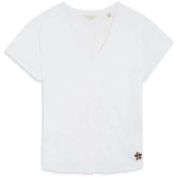 Image of Ted Baker Lovage Easy Fit V Neck Tshirt - WHITE
