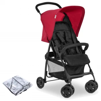 Image of Hauck Sport Pushchair Stroller With Raincover - Red