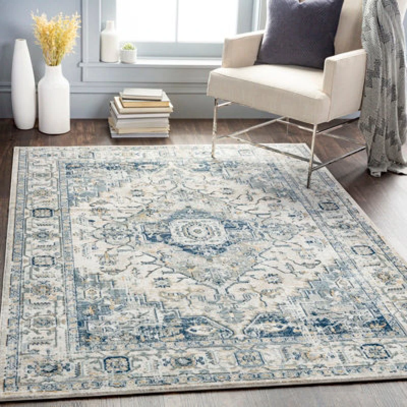Image of Livabliss Vintage Oriental Boho Dark Blue Dalila Area Rug 160 X 220 Cm - Easy Care, Non Shedding, Ideal For Living Room & Bedroom