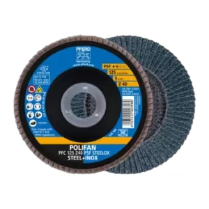 Image of Pferd Polifan Flap Disc PFC 125X22.23mm Conical Z40 Uni. Line Psf Steelox Steel