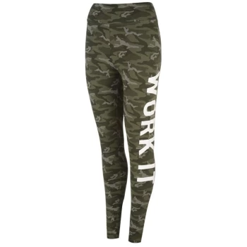 Image of Golddigga All Over Print Leggings Ladies - Green