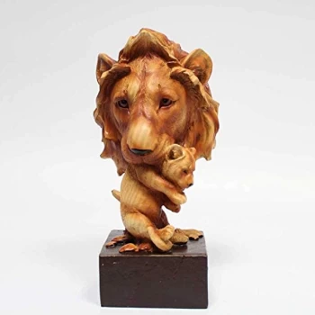 Image of Naturecraft Wood Effect Resin Figurine - Lion & Cub