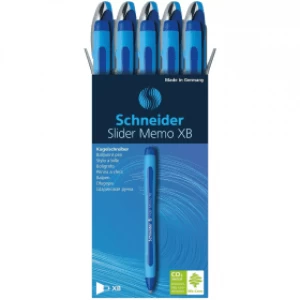 Image of Schneider Slider Memo XB Ballpoint Pen - Blue (10 Pack)