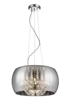 Image of Deni 6 Light Chrome Crystal Pendant Ceiling Light