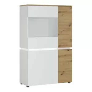 Image of Luci 4 Door Low Display Cabinet (including LED Lighting) In White And Oak Effect
