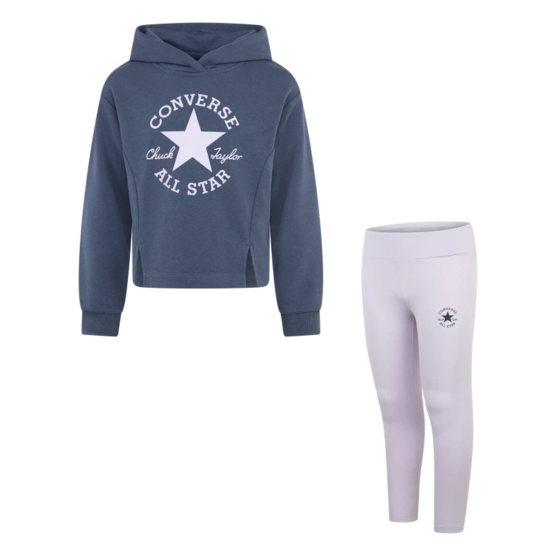 Image of Converse Fleece Sweatshirt and Leggings Set Blue + Purple Baby 13/15Y (153 to 159CM);12/13Y (150 to 153CM)