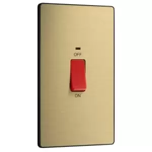 Image of BG Evolve Brushed Brass 45A Rectangular Double Pole Switch With LED Power Indicator