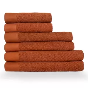 Image of Textured Weave 6 Piece Hand/Bath/Sheet Towel Set Pecan
