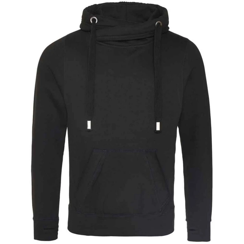Image of AWDis AWDis Men Crossover Collar Hoodie in Black Size: Small Black S Male 5063470809424