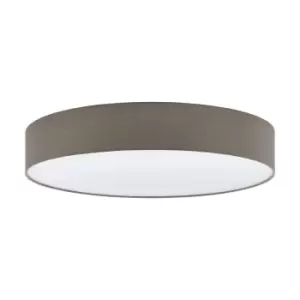 Image of Flush Ceiling Light Colour White Shade Taupe White Fabric Bulb E27 5x25W