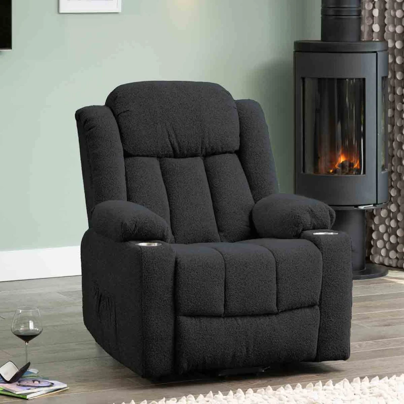 Image of Artemis Home Redding Dual Motor Electric Lift Assist Recliner Chair with Massage & Heat in Dark Grey Dark Grey Unisex
