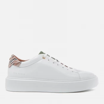 Image of Ted Baker Womens Pixep Leather Flatform Trainers - White - UK 8