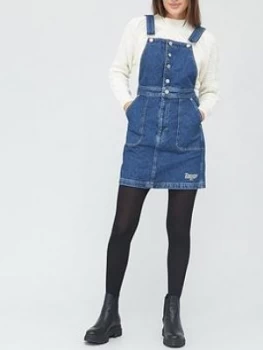 Image of Tommy Jeans Crossback Dungaree Dress - Blue