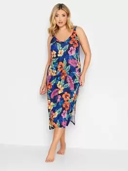 Image of Yours Yours Bright Floral Elasticated Strap Be, Blue, Size 22-24, Women