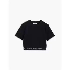 Image of Calvin Klein Jeans Logo Tape Ss Punto Top - Black