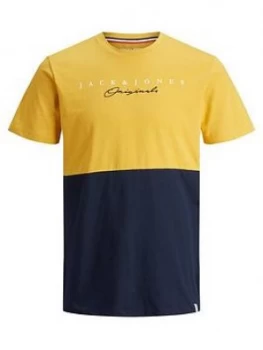Image of Jack & Jones Boys Short Sleeve Colourblock T-Shirt - Yellow