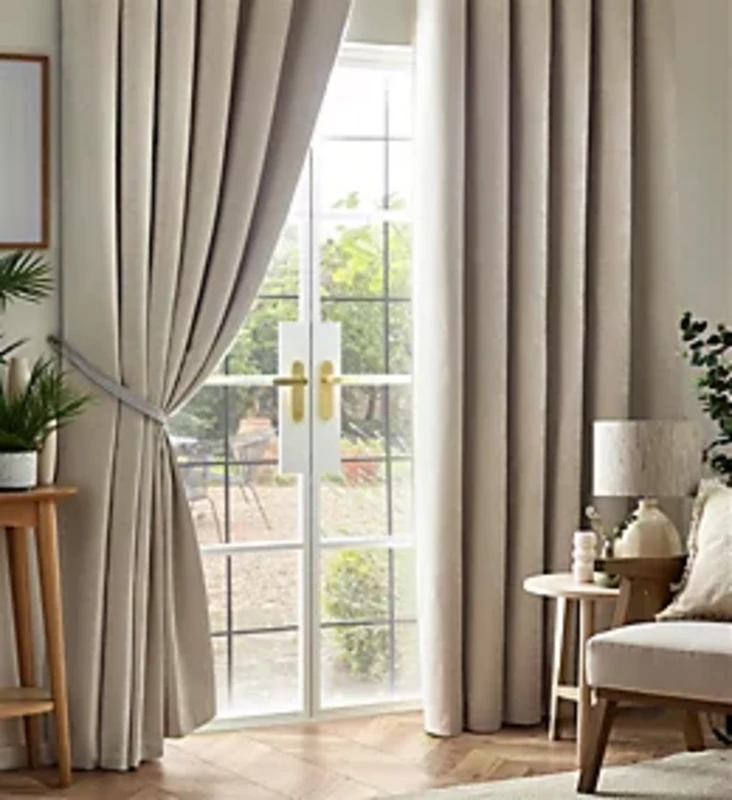 Image of Chenille Triple Woven Ready Made Blackout Curtains Cream