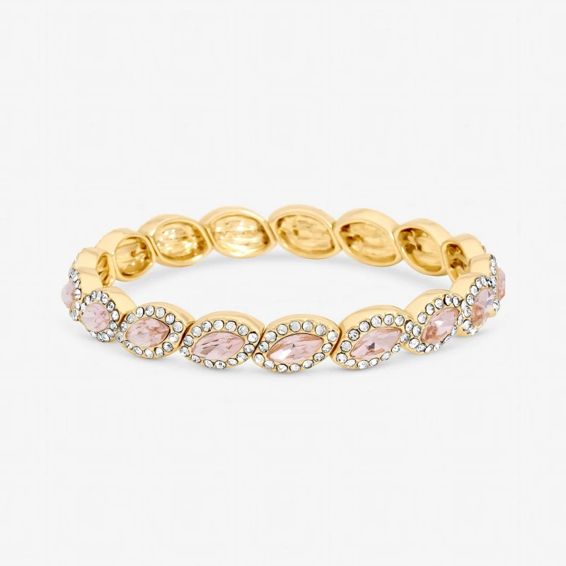 Image of Jon Richard Gold Plated and Pink Navette Stretch Bracelet Gold female One Size