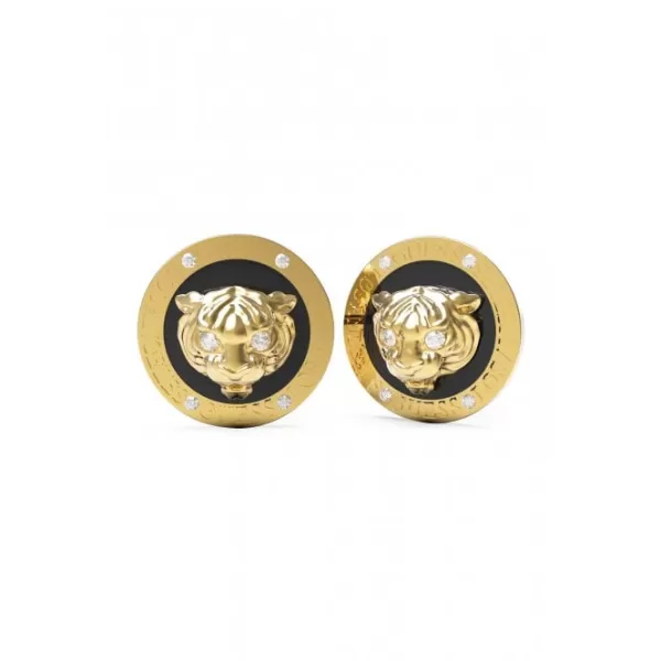 Image of Daktari 13mm Black Coin Gold Earrings UBE01360YGBK