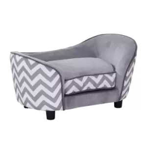 Image of PawHut Pet Sofa W/ Comfortable Wooden Enchanted Plush Foam & Luxury Cushion - Grey