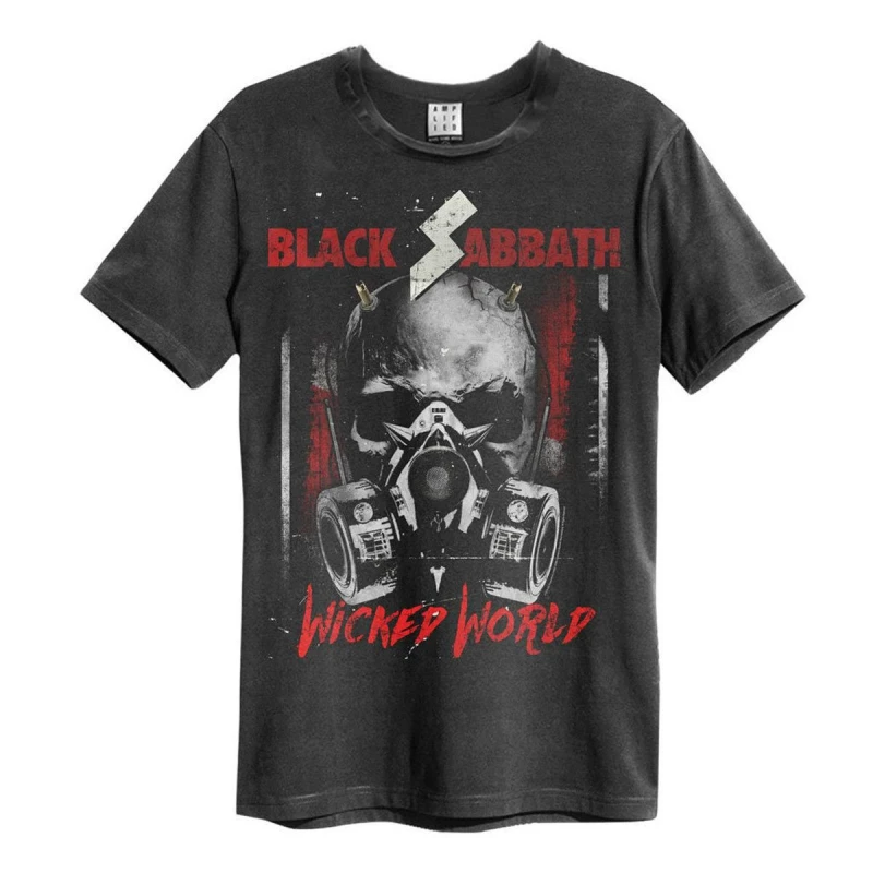 Image of Amplified Amplified Men Wicked World Black Sabbath T-Shirt in Charcoal Size: Small Charcoal S Male 5063470364640