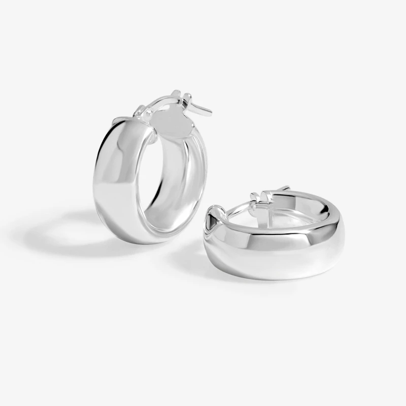 Image of Simply Silver Sterling Silver 925 Polished Chubby Mini Hoops Jewellery Sets One Size Silver 72782911000