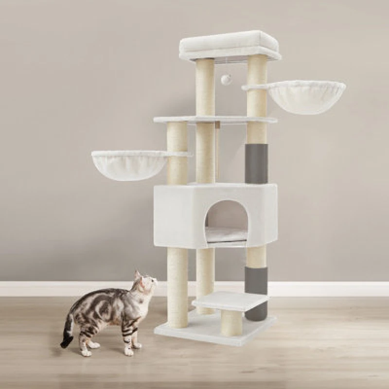 Image of LEDREM Cat Tree For Large Cats, Heavy-Duty Cat Tower With Self-Warming Pads, 9 Scratching Posts, Large Perch