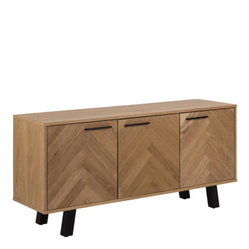 Image of Furniture To Go Brighton 3 Door Sideboard In Oak With Herringbone Effect