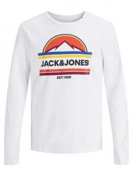 Image of Jack & Jones Junior Boys Mountain Long Sleeve T-Shirt - White