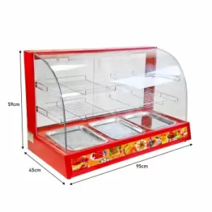 Image of KUKoo 8369 Curved Glass 90Cm Food Warmer Cabinet - Red