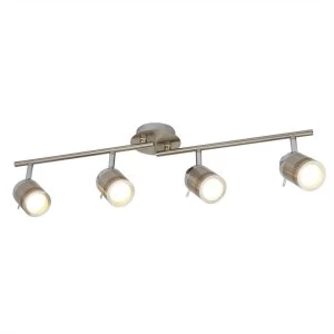 Image of 4 Light Bathroom Ceiling Spotlight Bar Satin Silver IP44, GU10