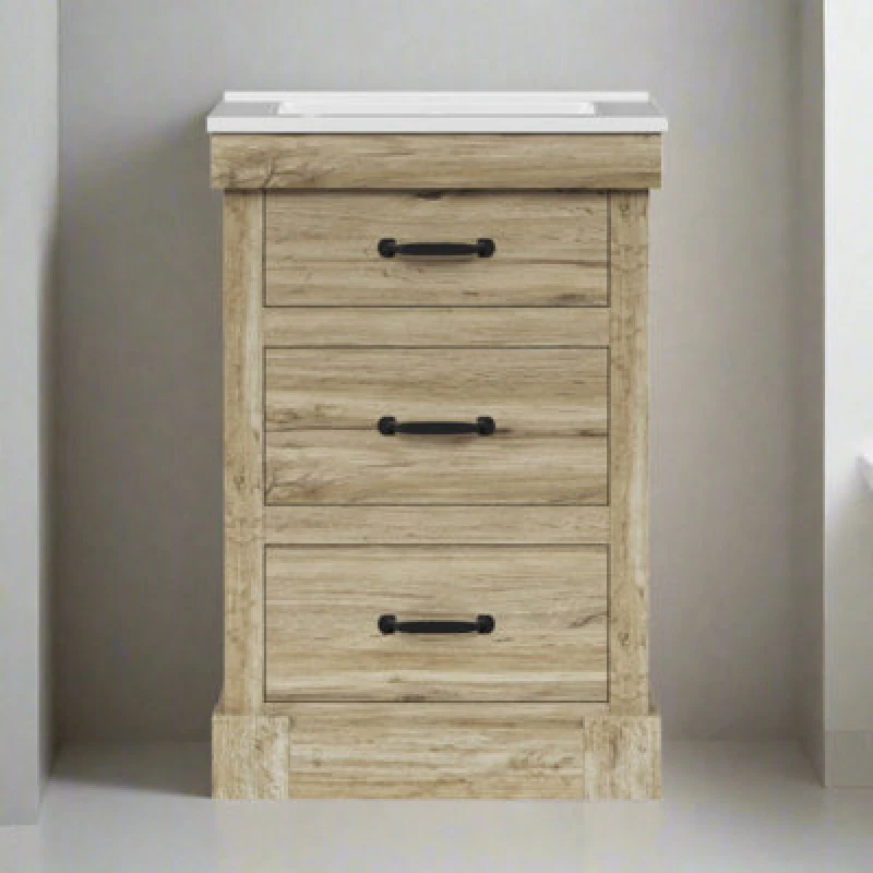 Image of Teamson Home 24" Donovan Vanity With White Sink And 2 Drawers Light Oak, Brown ELG-915LO