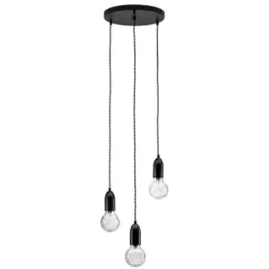 Image of Netlighting Merano Kitimat 3 Light Cluster Pendant Ceiling Light Black Metal, Cl