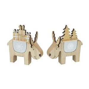 Image of Wooden Reindeer Decorations (Set of 2)