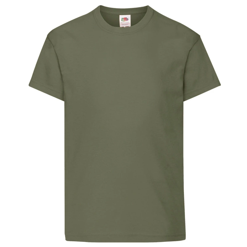 Image of Fruit of the Loom Original Short Sleeve T-Shirt in Olive Size: 12-13 Years Olive Unisex 12-13 Years