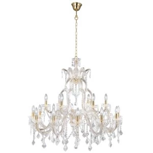 Image of 18 Light Crystal Chandelier Polished Brass Finish, E14