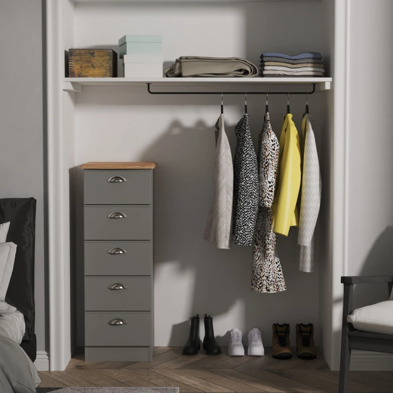 Image of Ready Assembled 2 U Albert 5 Drawer Tallboy (Ready Assembled) in Dark Grey Size: Medium Dark Grey Unisex Medium