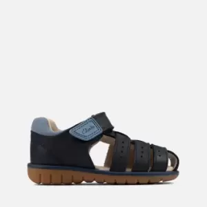 Image of Clarks Toddler Roam Bay Sandals - Navy Leather - UK 5 Toddler