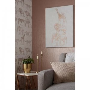 Image of Natural Safari Animals Metallic Printed Canvas