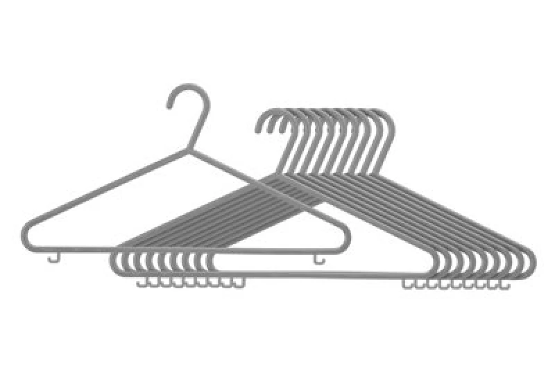 Image of Premier Housewares Set Of Ten Grey Plastic Hangers Grey