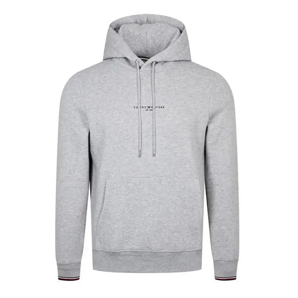 Image of Tommy Hilfiger Logo Tipped Hoodie - Light Grey