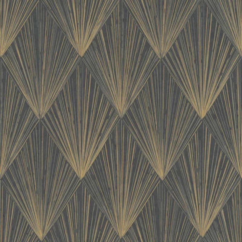 Image of As Creation Bricoflor Non-Woven Wallpaper, Art Deco Wallpaper, Geometric In Gold, Black, Anthracite - 10,05 X 0,53 M