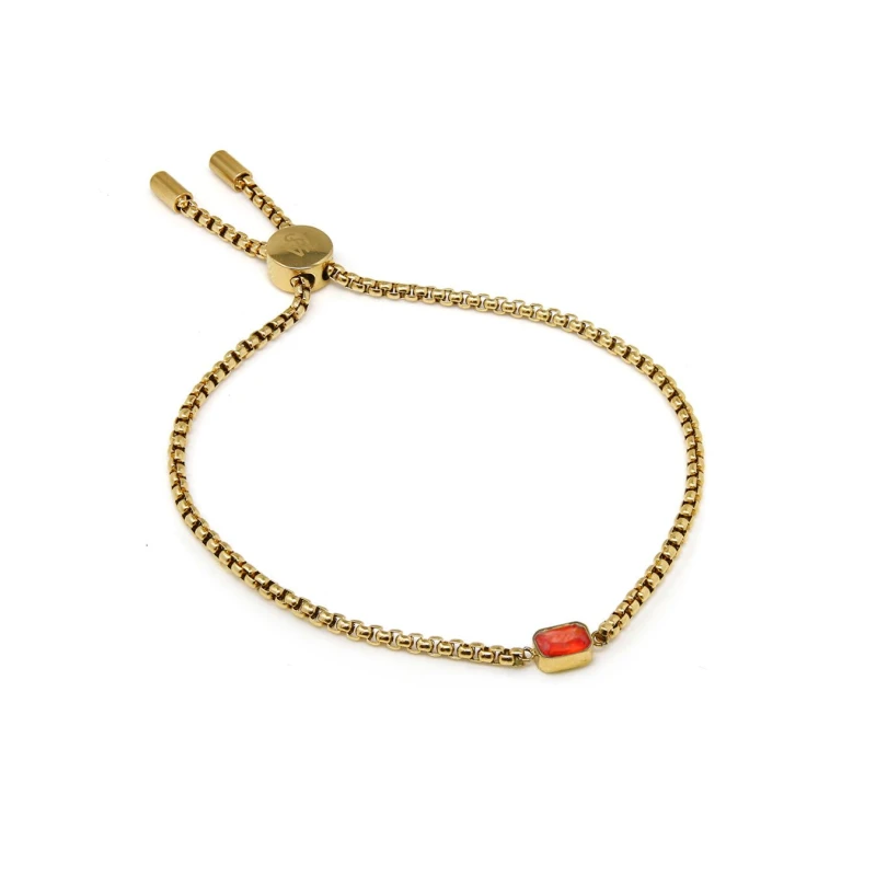 Image of Say It With Children's January Garnet Birthstone Bracelet - Yellow Gold Gold Unisex One Size