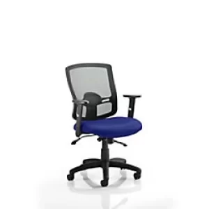 Image of Dynamic Basic Tilt Task Operator Chair Height Adjustable Arms Portland II Black Back, Stevia Blue Seat Without Headrest Medium Back